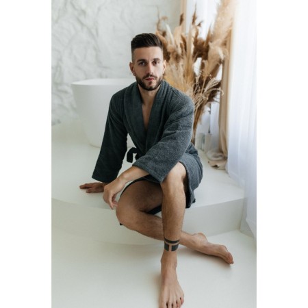 Tainted male bathrobe, size 48, graphite color-5