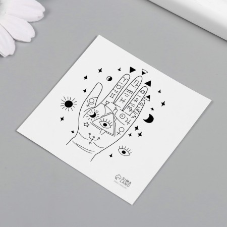 Tattoo on the body Black Esoterica. Pentation 6x6 cm-4