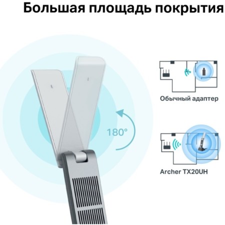 The Wi-Fi TP-Link Archer TX20UH AX1800 USB 3.0 network adapter (Ant. Vnesh. Ned.) 2ant. (Pack.: 106862-5