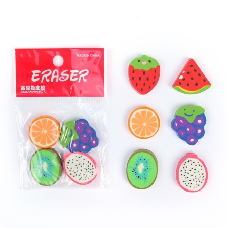 A set of curly erasers "Fruits/Berries", 4 pieces, in a blister, mix