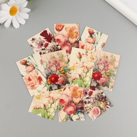 Cardboard "retro flowers" set 10 pcs (5 types) 4x6 cm-1