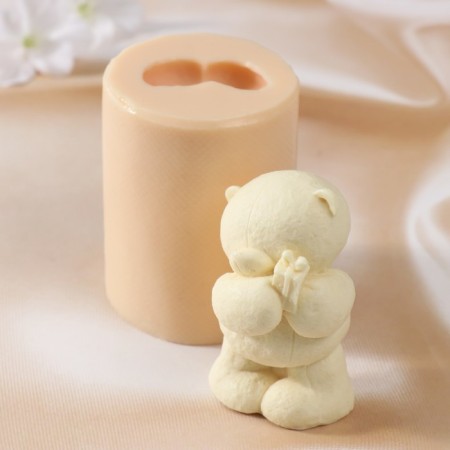 Silicone Mold "Bear with a gift" silicone 8x5.5x5 cm-3