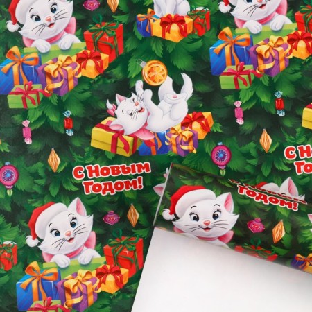 New Year. Packaging paper, 70x100 cm, cats aristocrats-3
