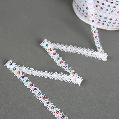 Belaya guipure braid with sequins 1.5 cm, in a roll 548 m-1