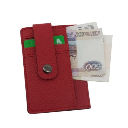 Cartholder, genuine leather, red 11x8x1 cm