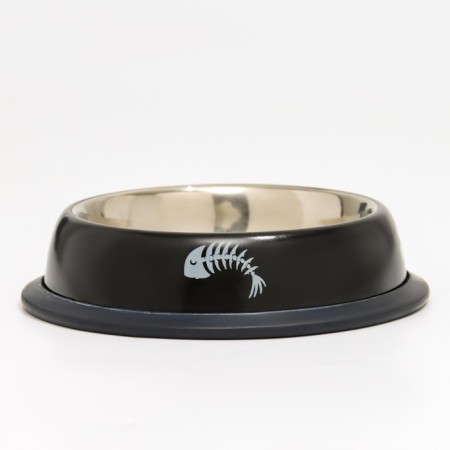 A bowl with a non -slip base with a print, 225 ml, black-1
