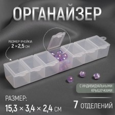 Organizer for beads, 15.3 × 3.4 × 2.4 cm, the color is transparent