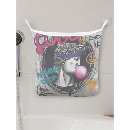Organizer in a bath on suction cups "Graffiti David", for storing toys and trifles, size 33x39 cm