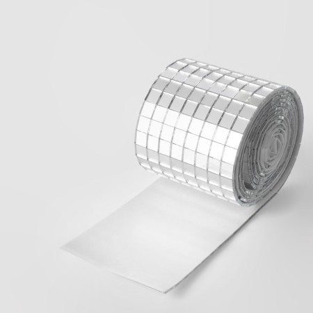 Mirror mosaic adhesive, 0.5 × 0.5 cm, 8 rows 4 cm × 1 m, silver glass