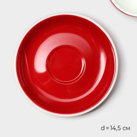 Coffee steam porcelain Magistro Coffee Time, 2 objects: a cup 200 ml, a saucer d = 14.5 cm, red color-2