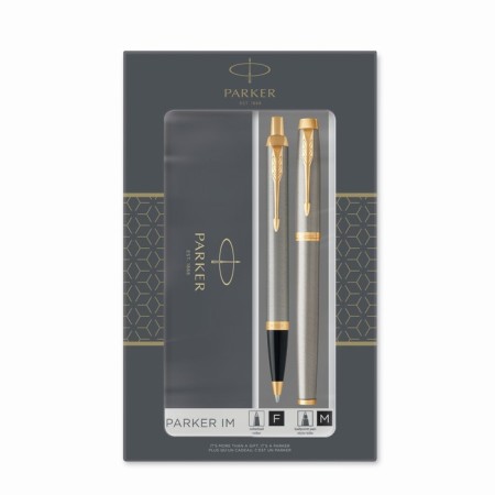 Set Parker IM Core TK223 Brushed Metal GT handle-roll + ballpoint handle, stainless steel case-2