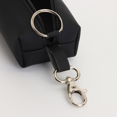 Key of zipper, length 16 cm, ring, carbine, black color-1