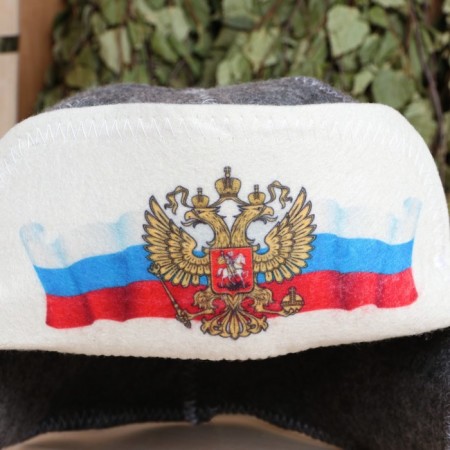 Шапка - ушанка для бани "Герб"-1