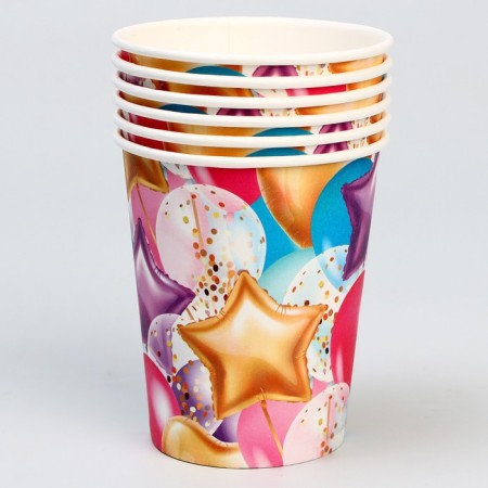 A single -time paper glass "balls", 250 ml, set 6 pcs-4