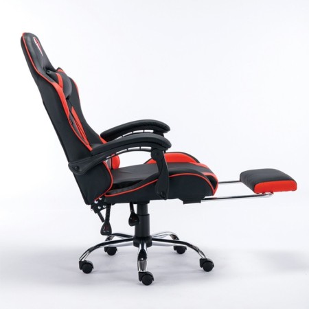 Playing armchair Brabix Dexter GM-135, footboard, two pillows, eco-leather, black/red-3