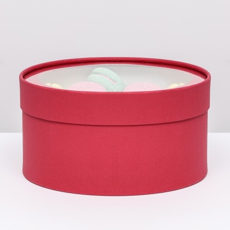 Gift box "Frilly" red velvet, hooked with a window, 21 x 11 cm