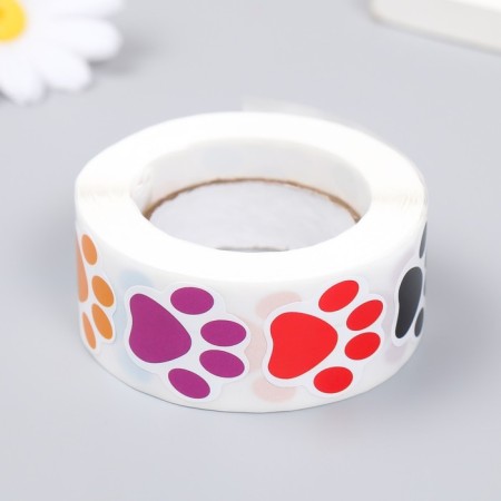 Stick Paper "Multi -colored paws" d = 2.5 cm 500 pcs in a roll 3x6.5x6.5 cm-2