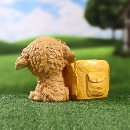 Figure pot "Puppy with a pot" beige, yellow, 16x20x16cm-3