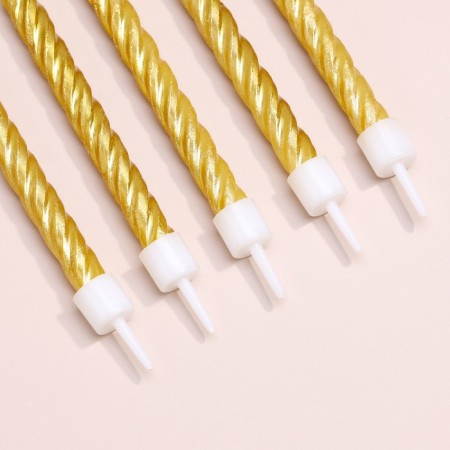 Candles in cake with stands, gold, medium, set 6 pcs, 8 cm-3