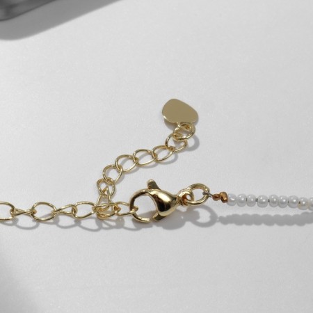 Choker No. 2 "Mallorca" Cross, white color in gold, 36 + 5 cm extension cord-1