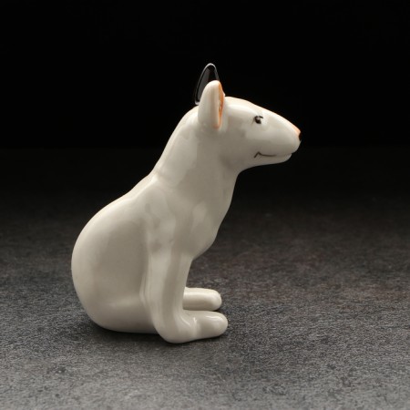 Porcelain figurine "Bul terrier", white, 6 cm-3
