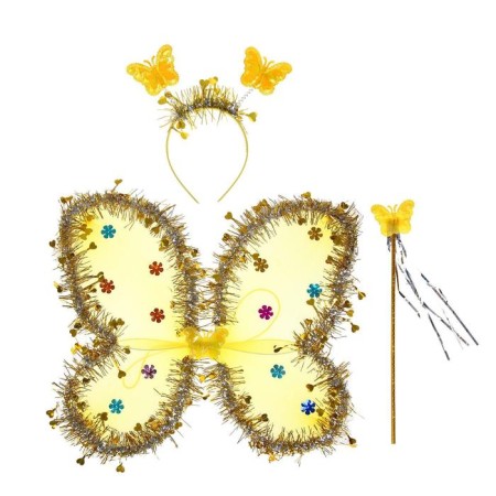 Carnival set "Butterfly", 3 objects: wings, rim, rod, gold color