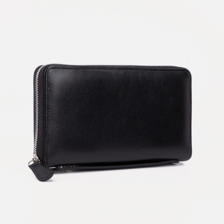 Male purse on lightning for bills, for cards, for coins, black color