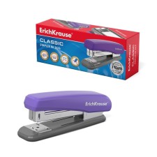 Stapler Erichkrause QUADRO, No. 24/6, up to 25 sheets, anti-stepler, accommodates up to 80 brackets No. 24/6 and up to 100 brackets No. 26/6, depth of paper laying up to 65 mm, rubber anti-slip insert, gray-violet