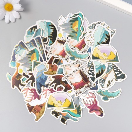 Stickers for creativity "Nature" embossing gold set 48 pcs 9x7x0.8 cm-1