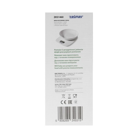 Libra Kitchen Zelmer ZKS1460, electronic, up to 5 kg, white-9
