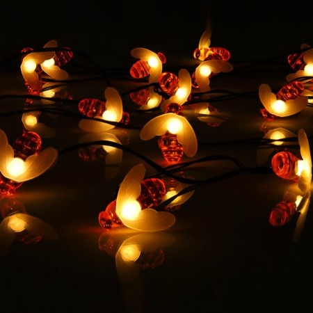 Garland “thread” 4.5 m with nozzles “bees”, IP44, dark thread, 30 LED, glow warm white, 2 modes, solar battery-2