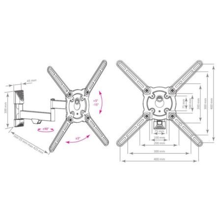 Kromax Atlantis-15 TV 22 "-65" Max.40kg, wall rotation and NAC 107047-3