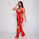 Female set (robe/top/pants), red color, size 48