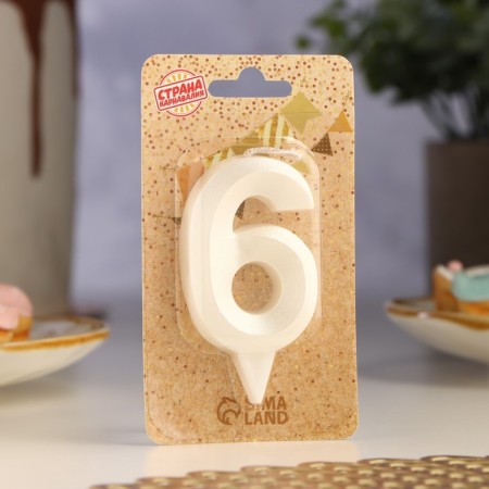 Candle in the Cake "Gran", number "6", pearl, 6.5 cm-1