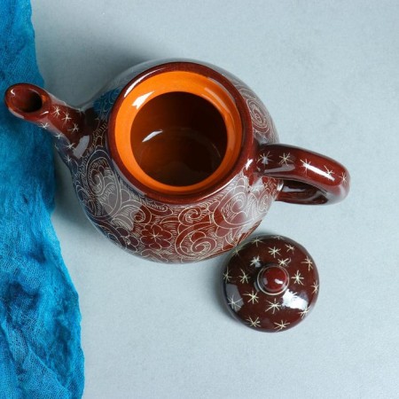 Set of Tea Rishtan Ceramics "Patterns", 9 objects, (kettle 0.8 l, Piales 0.3 l)-10