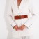 Women's belt, width 5 cm, elastic band, metal buckle, redhead red