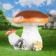 Garden figure "White Mushroom double with hare" 58x52cm