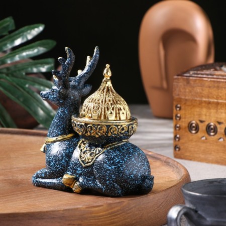 Kurilnitsa for incense powder and cones "deer", blue, 12.5x11.5 cm-1