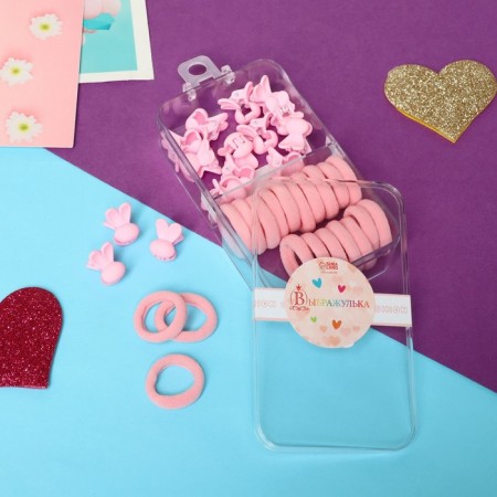 Hair set "Fidget" (35 pcs) Bunny, pink