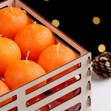 New Year. Set of candles "Mandarin Box", 36 pcs. In a wooden box-2