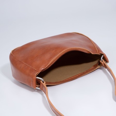 Baget bag with zipper, brown color-4