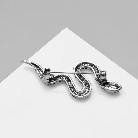Brooch "Snake" in motion, colored in black silver-1