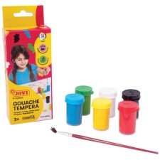 Gouache 6 colors x 15 ml, Jovi, economical consumption, cardboard, euro suspension, brush as a gift