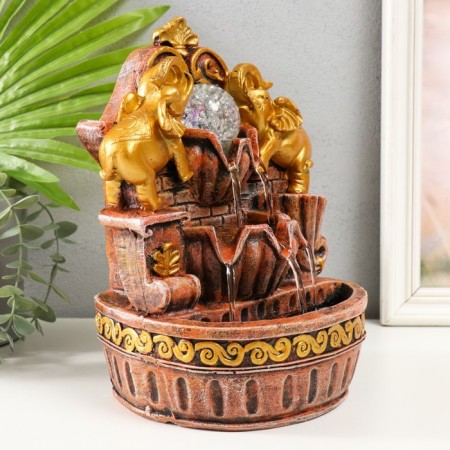 The desktop fountain from the network, the backlight "Golden Elephants under the Arch" 19x14x26 cm-1