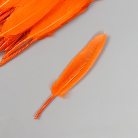 Decorative goose feathers "bright orange" set 30 pcs h = 10-12 cm-2