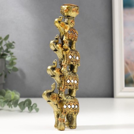 Souvenir Polystone SPRIMIDE "Pyramid of 4 Elephants in Popone with mirrors" 20x6.5x3 cm-2