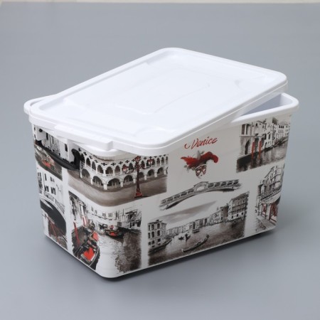Storage container with a Venice lid, 35 l, 50.5 × 31 × 30 cm, on wheels, white color-9