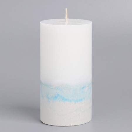 Candle with concrete, 5x10 cm, white-blue-1