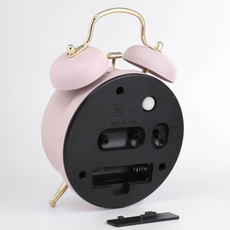 Pennant alarm clock, discrete move, D-9 cm, 17 x 11 cm, pink-4