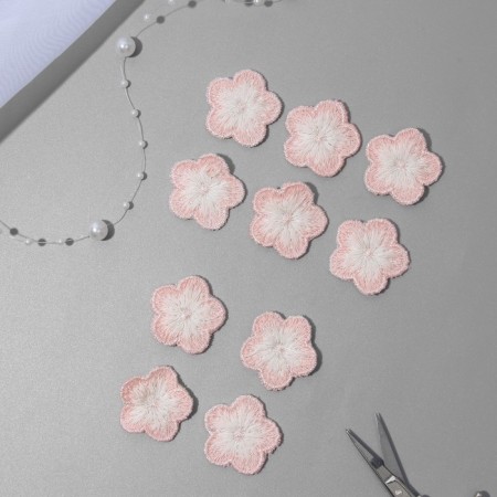 Knitted elements "flowers", 2.8 × 2.8 cm, 10 pcs, pink/white color-1